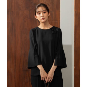 【喪服】【洗える】袖スリットブラウス(単品)
