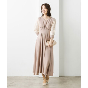 ウエストタックフレア　美シルエットドレス
