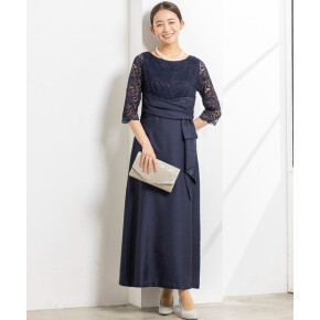 《シャンタン生地使用》レース切替マザードレス /正礼装/結婚式