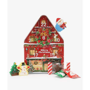 木製オーナメント付きハウスカレンダー缶