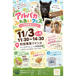 １１/３(火・祝)　町田東急ツインズにアルパカがやってくる！