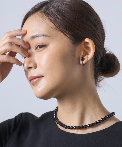 【喪服・礼服】≪マグネット式≫オニキス一連ネックレス 8mm玉