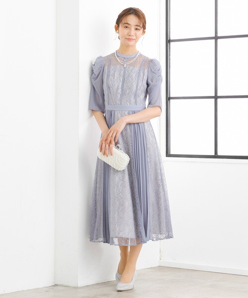 レースプリーツドレス