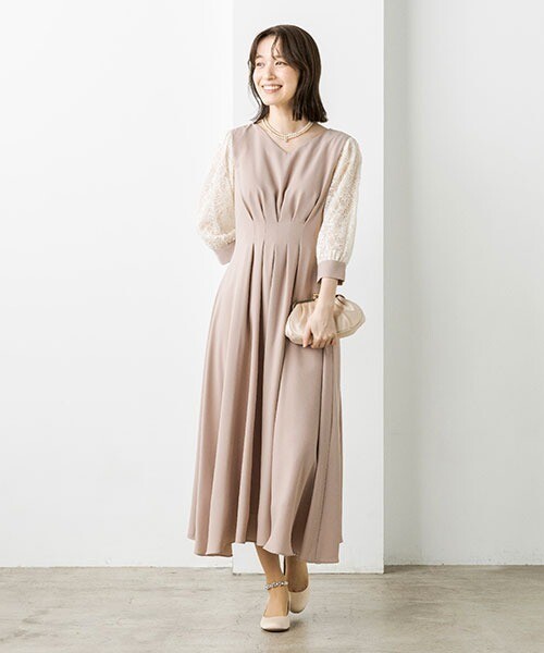 ウエストタックフレア 美シルエットドレス