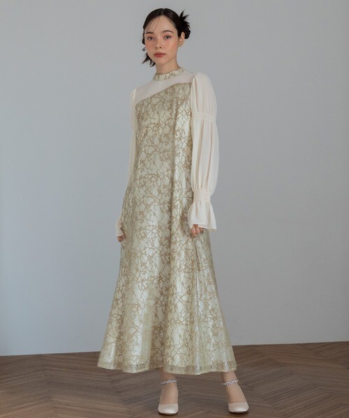 formformaオリジナル] バックオープン＆アシンメトリーレースドレス