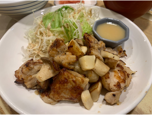 鶏とエリンギの炙り焼ゆず味噌ソース
