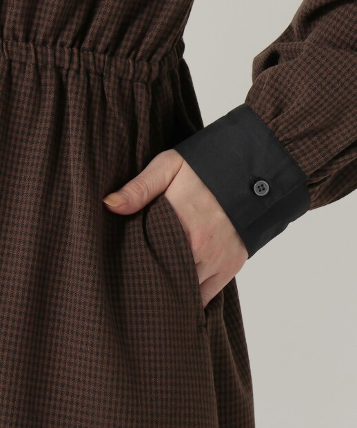 チェックシャーリングワンピース