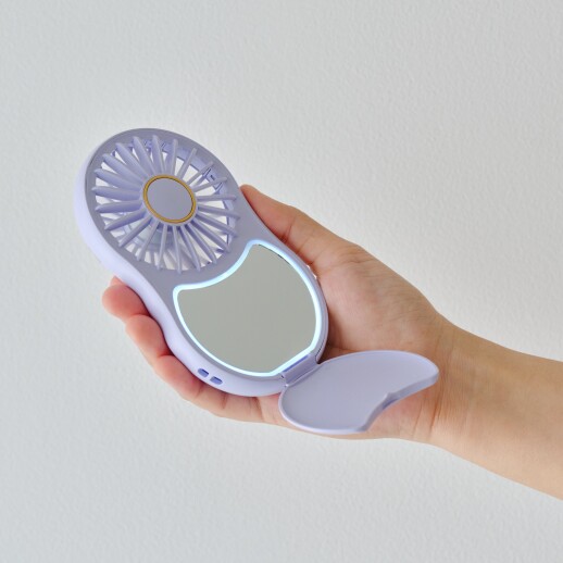 USB充電式!コンパクトミラー付きファン