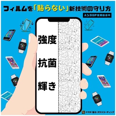 スマートフォンの表面をガラスコーティング