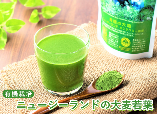 正面催事場【ソーキ】有機大麦若葉